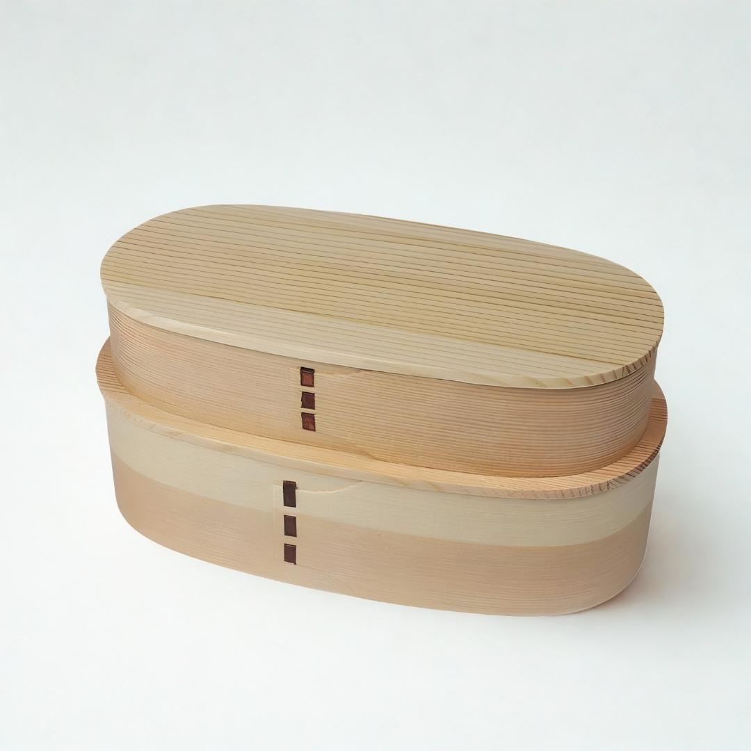The Rivve Portable Japanese Oval Bento Box - Double Layered Design