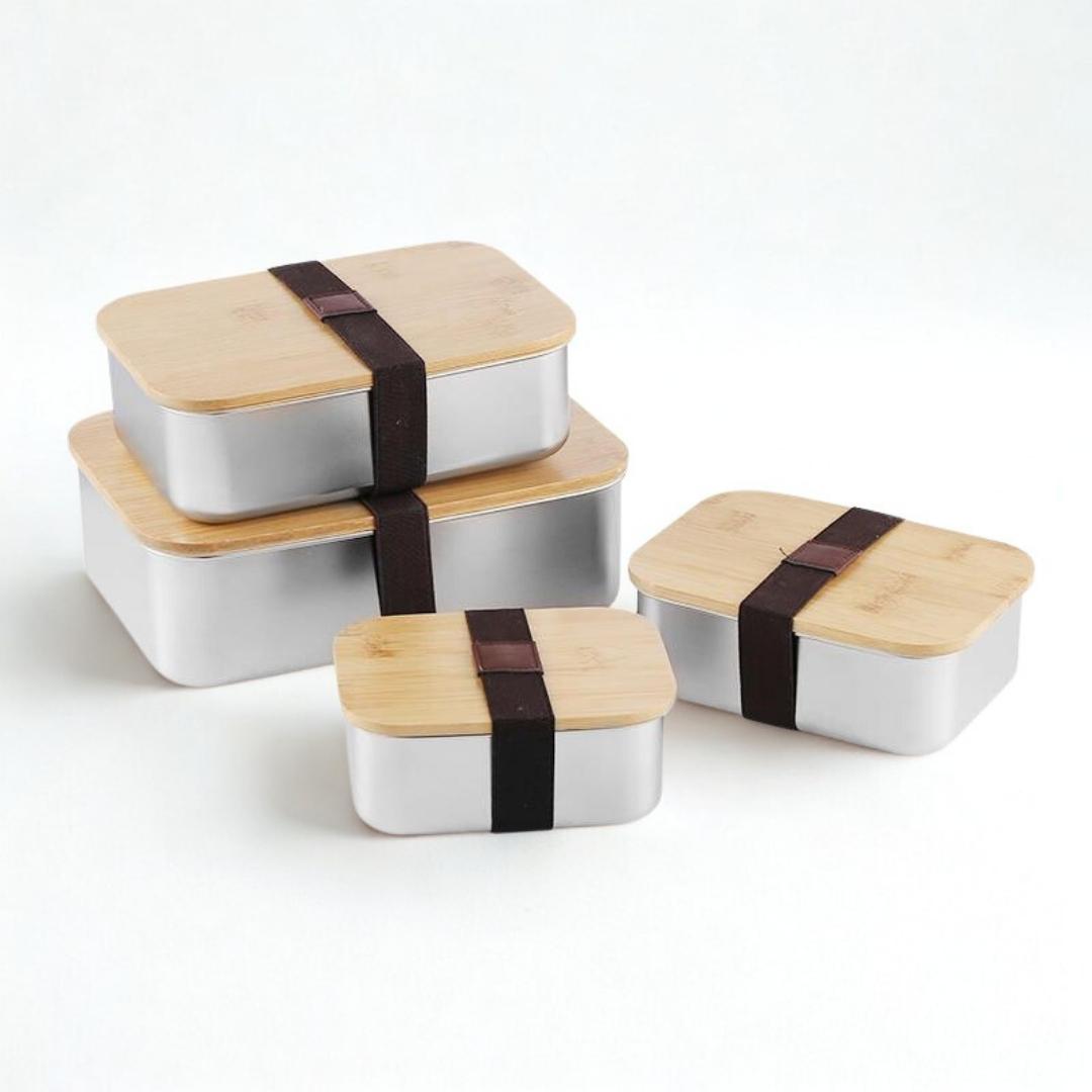 The Rivve Deluxe Stainless Steel Japanese Food Keeper with Bamboo Top