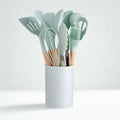 The Rivve 12-Piece Silicone Kitchen Utensil Set with Wooden Handles