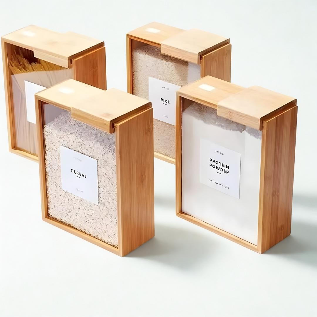 The Rivve Bamboo Sliding Lid Grain Storage Box