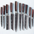 The Rivve Damascus Pattern Chef Knife Set with Laser Etching